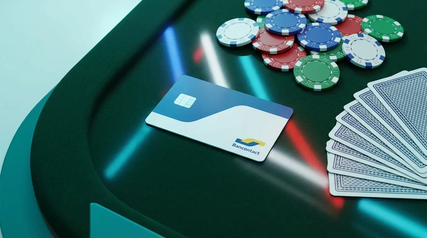 Carte Bancontact avec jetons de casino et cartes à jouer