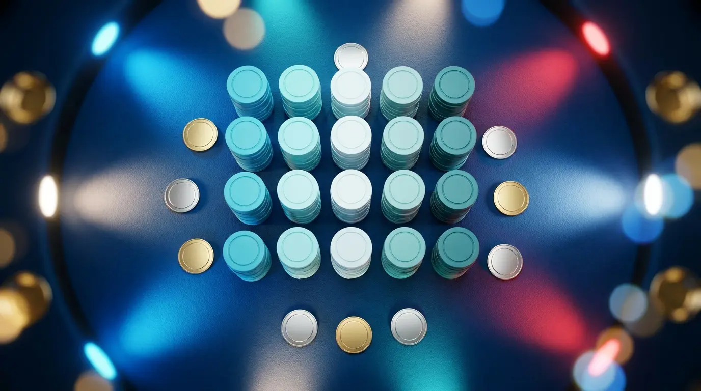 Jetons de casino avec pièces cryptocurrency sur table de jeu