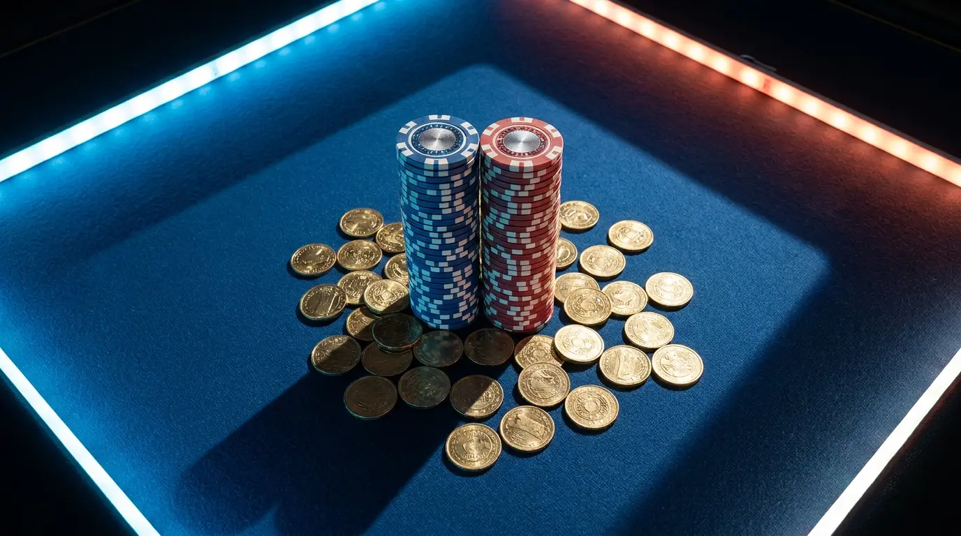 Jetons de casino avec éclairage aux couleurs françaises