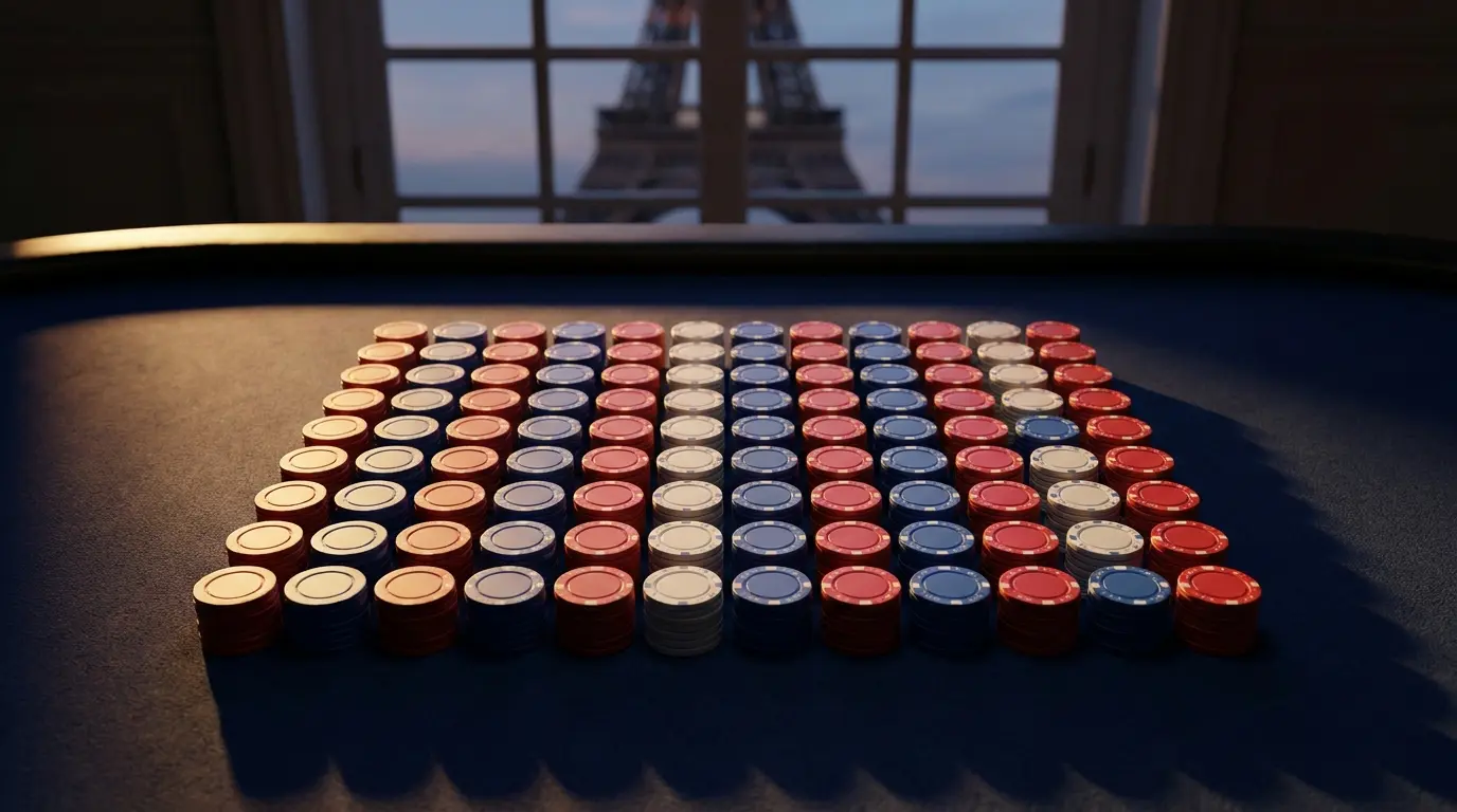 Jetons de casino empilés avec couleurs françaises