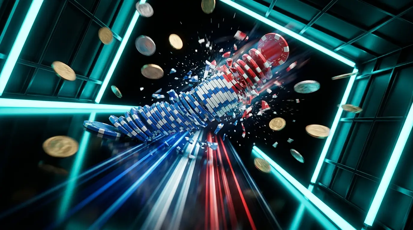 Jetons de casino formant une courbe ascendante explosive