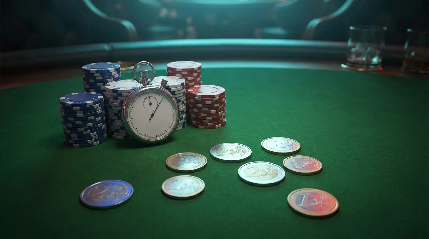 Jetons de casino avec chronomètre symbolisant retraits rapides