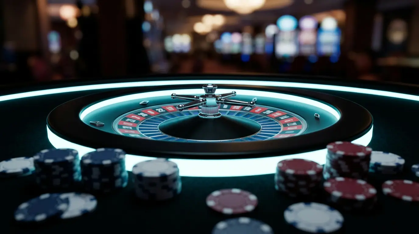 Roulette de casino avec jetons aux couleurs françaises