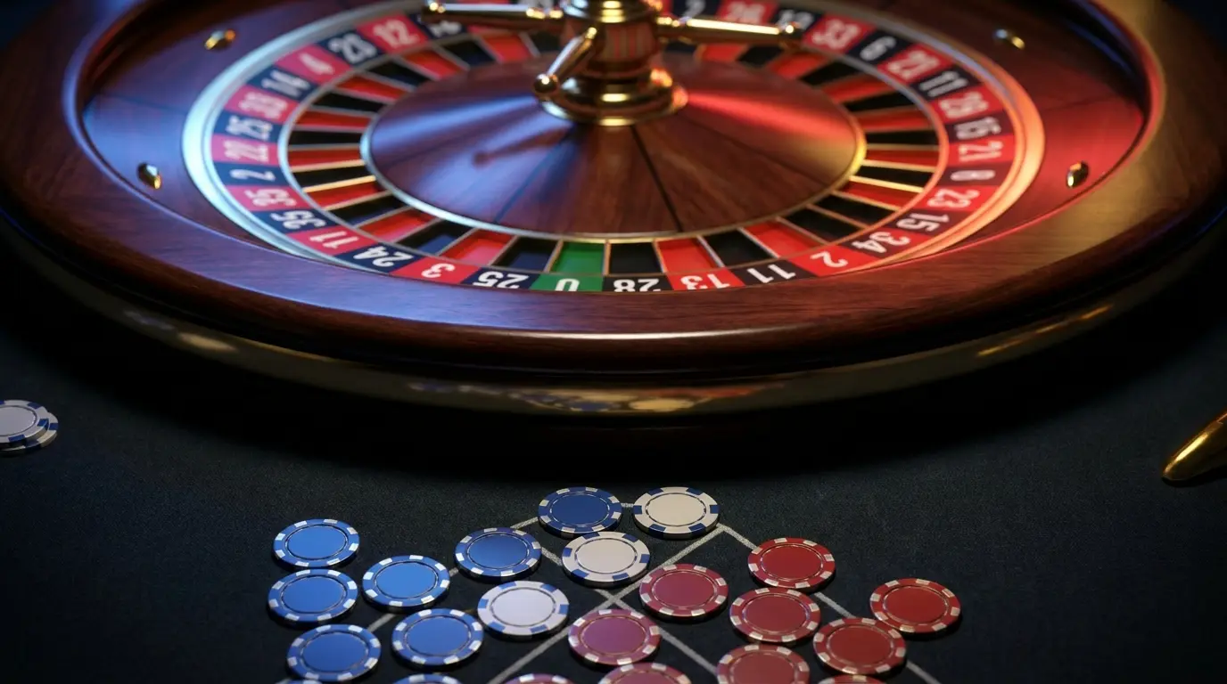 Roulette et jetons de casino aux couleurs françaises