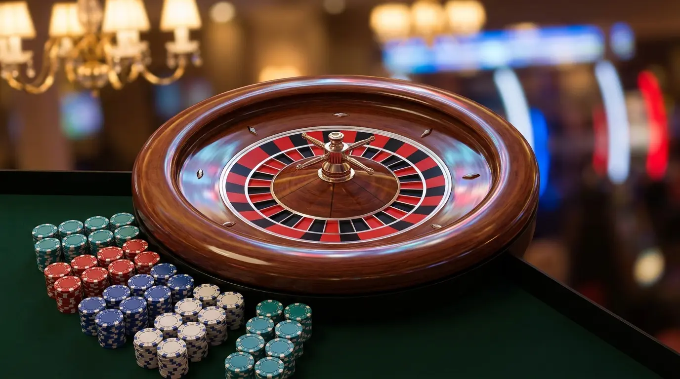 Roulette et jetons de casino avec accents tricolores français