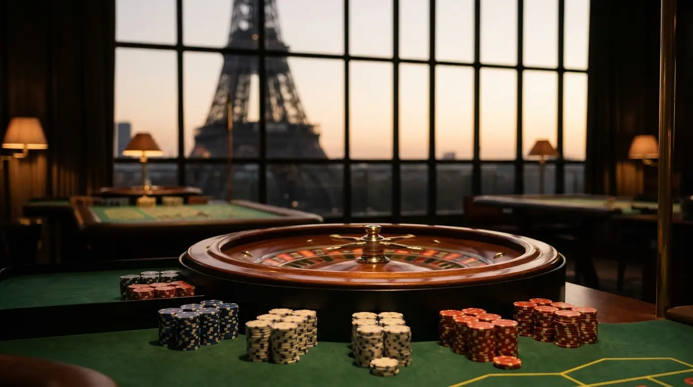 Roulette de casino avec jetons aux couleurs françaises