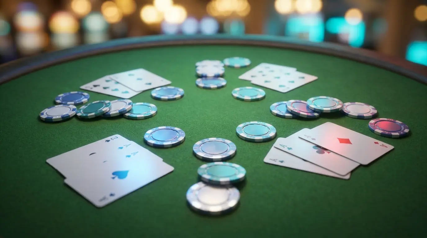 Jetons de casino et cartes sur table de jeu française