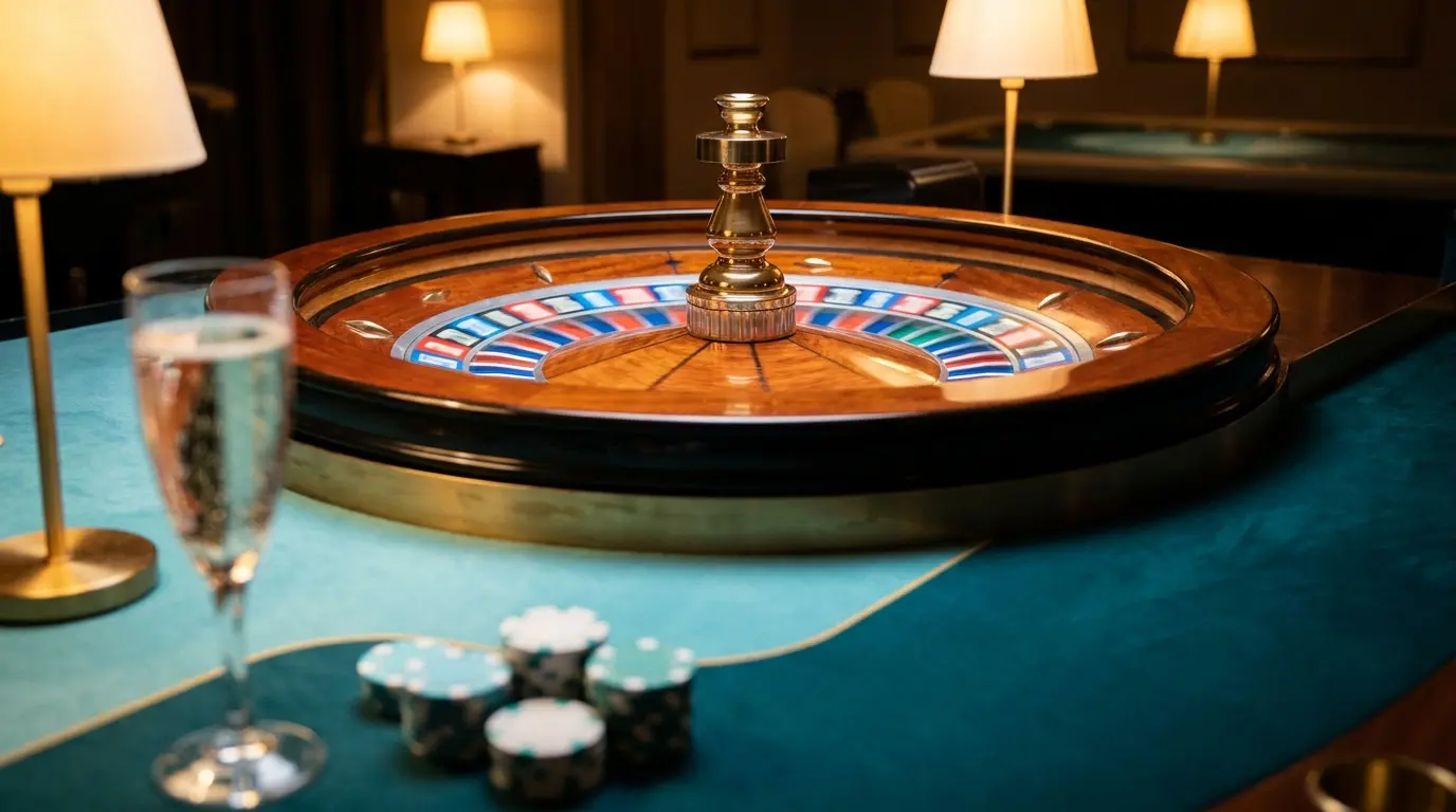 Roulette de casino avec ambiance élégante aux couleurs françaises