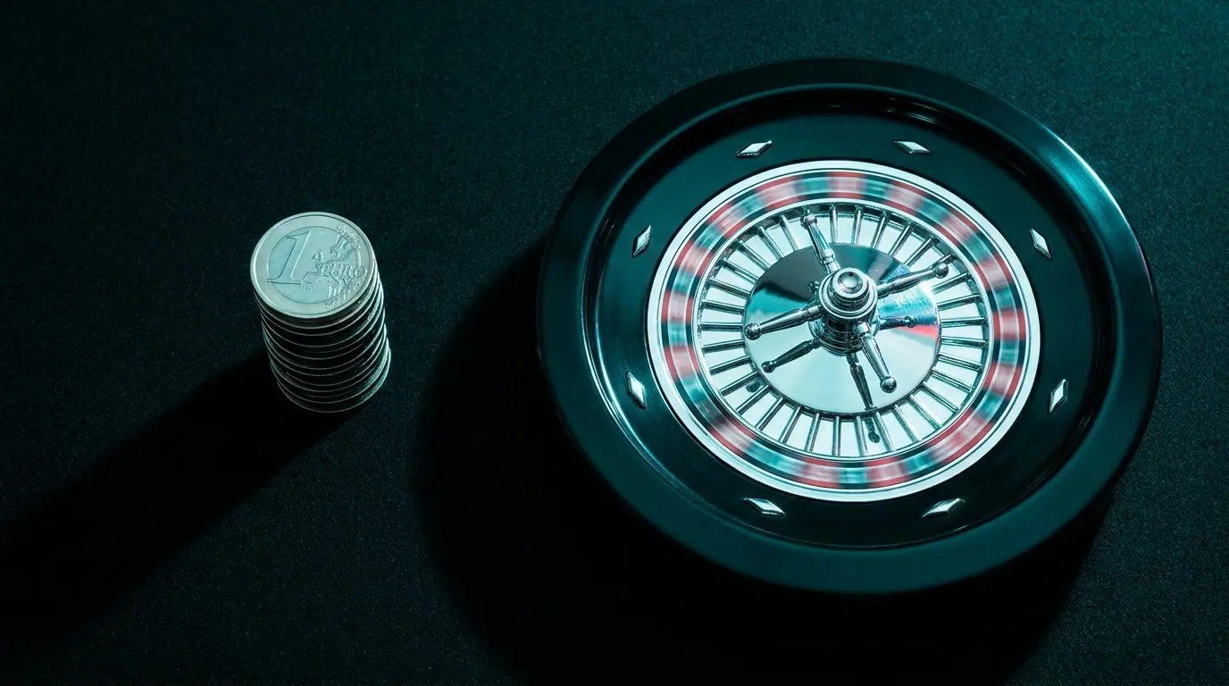 Pièces euros et roulette de casino aux couleurs françaises