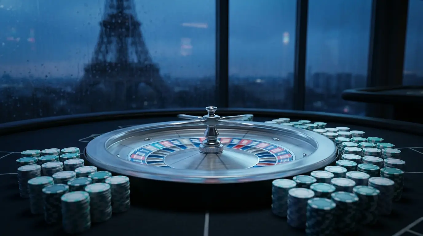 Roulette de casino français avec Tour Eiffel en arrière-plan