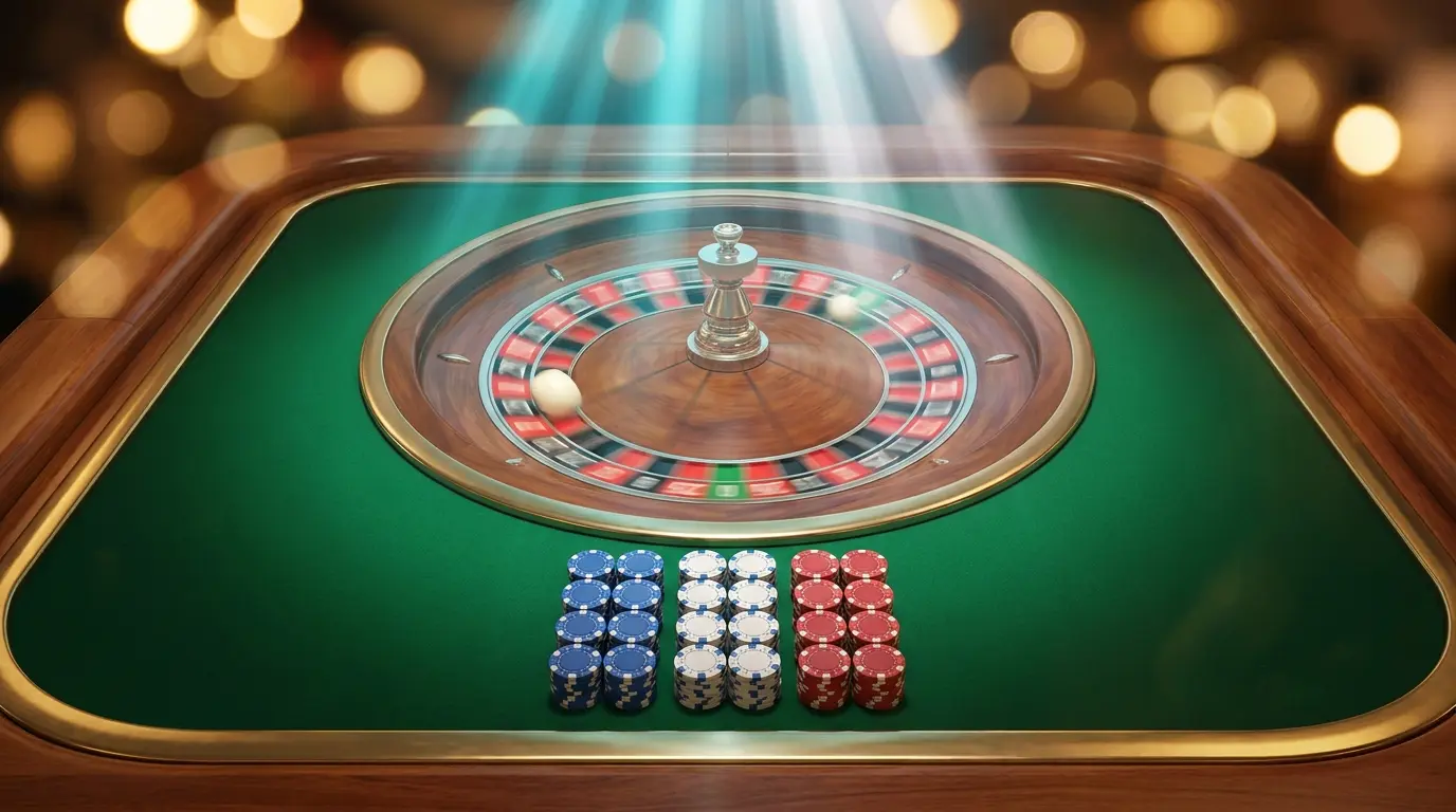 Roulette en direct avec croupier réel et jetons colorés