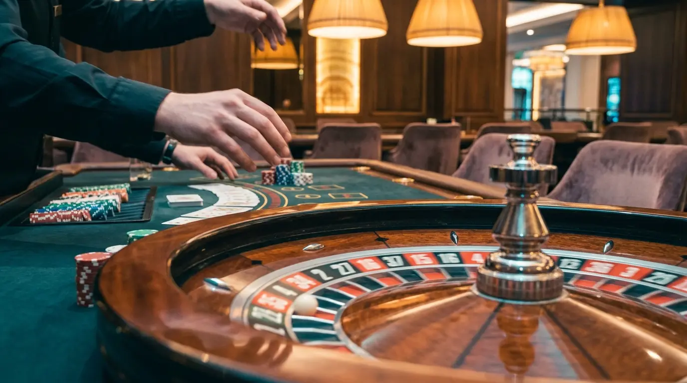 Table de roulette en direct avec croupier professionnel