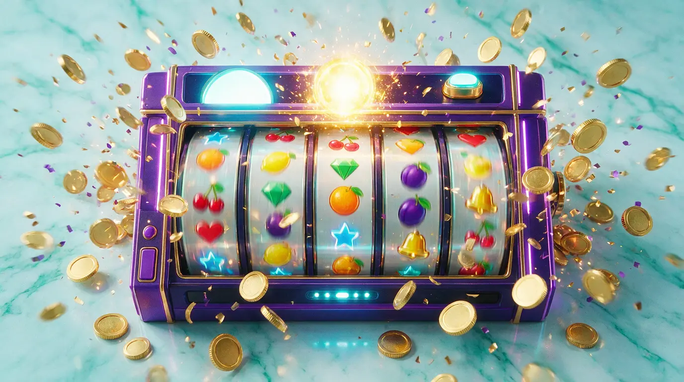 Rouleaux de machines à sous en mouvement avec symboles colorés