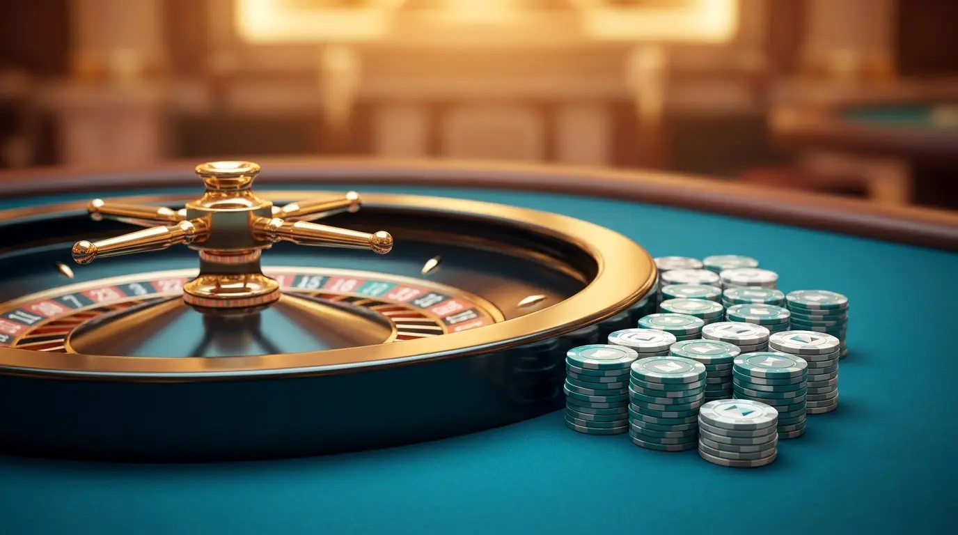 Roulette de casino avec jetons et couleurs françaises