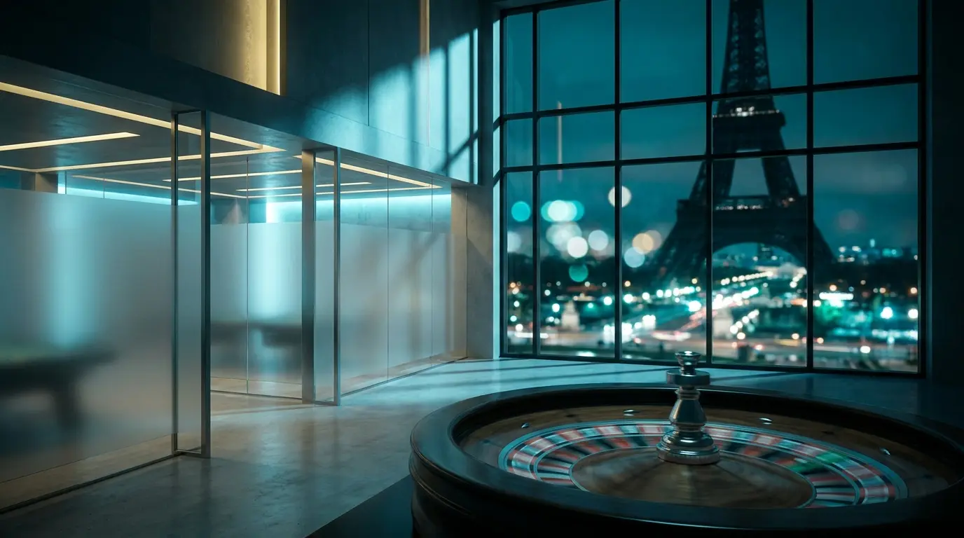 Roulette de casino avec vue sur Paris la nuit