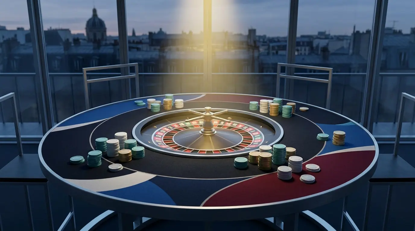 Roulette de casino privé avec vue sur Paris en arrière-plan