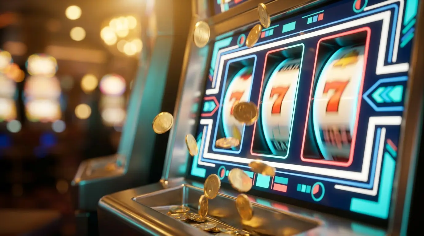 Machine à sous avec pièces dorées et jackpot progressif