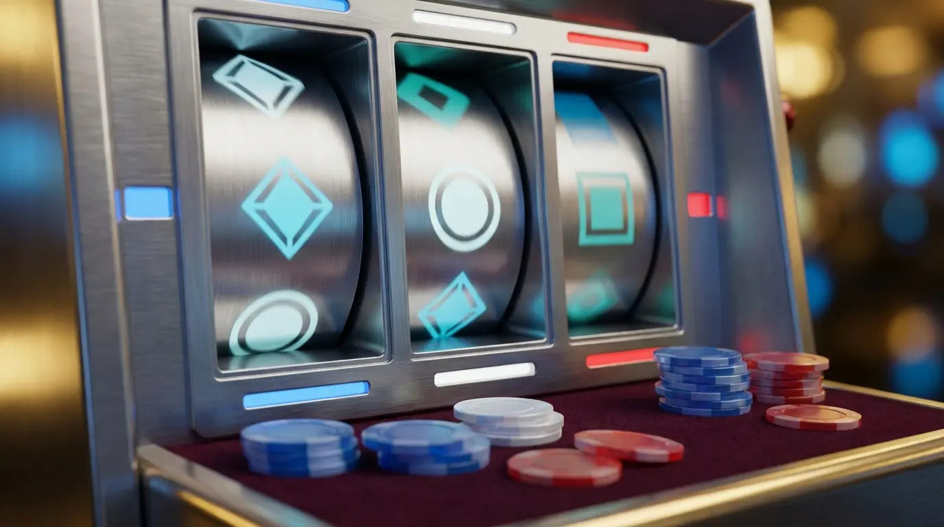 Machines à sous et jetons de casino avec éclairage tricolore