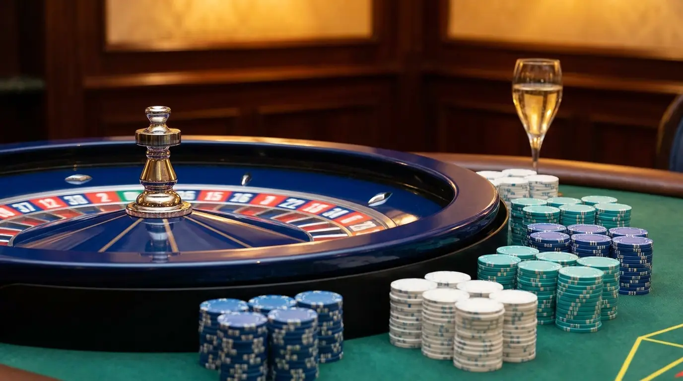 Roulette de casino avec jetons et couleurs du drapeau français