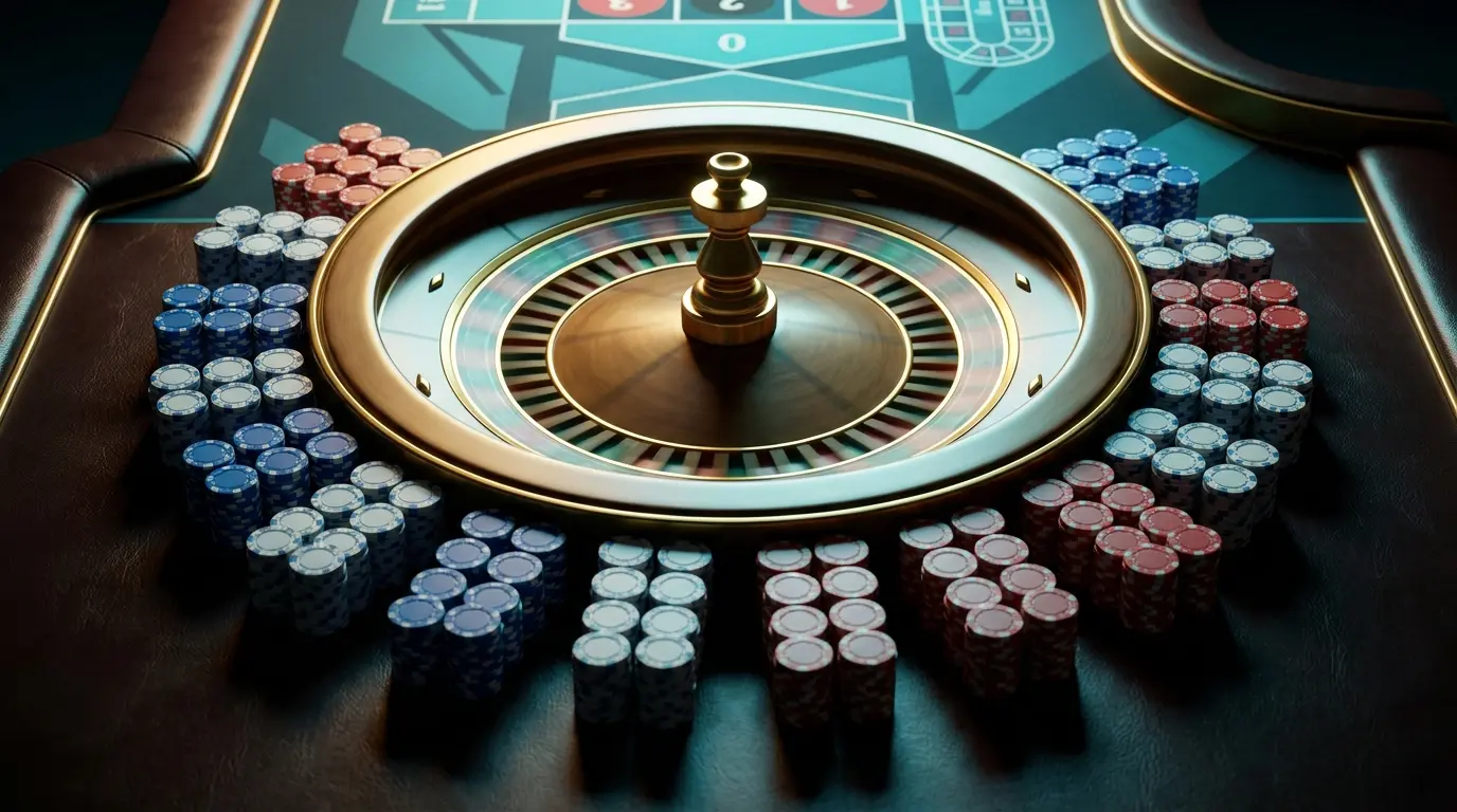 Roulette de casino avec jetons aux couleurs françaises