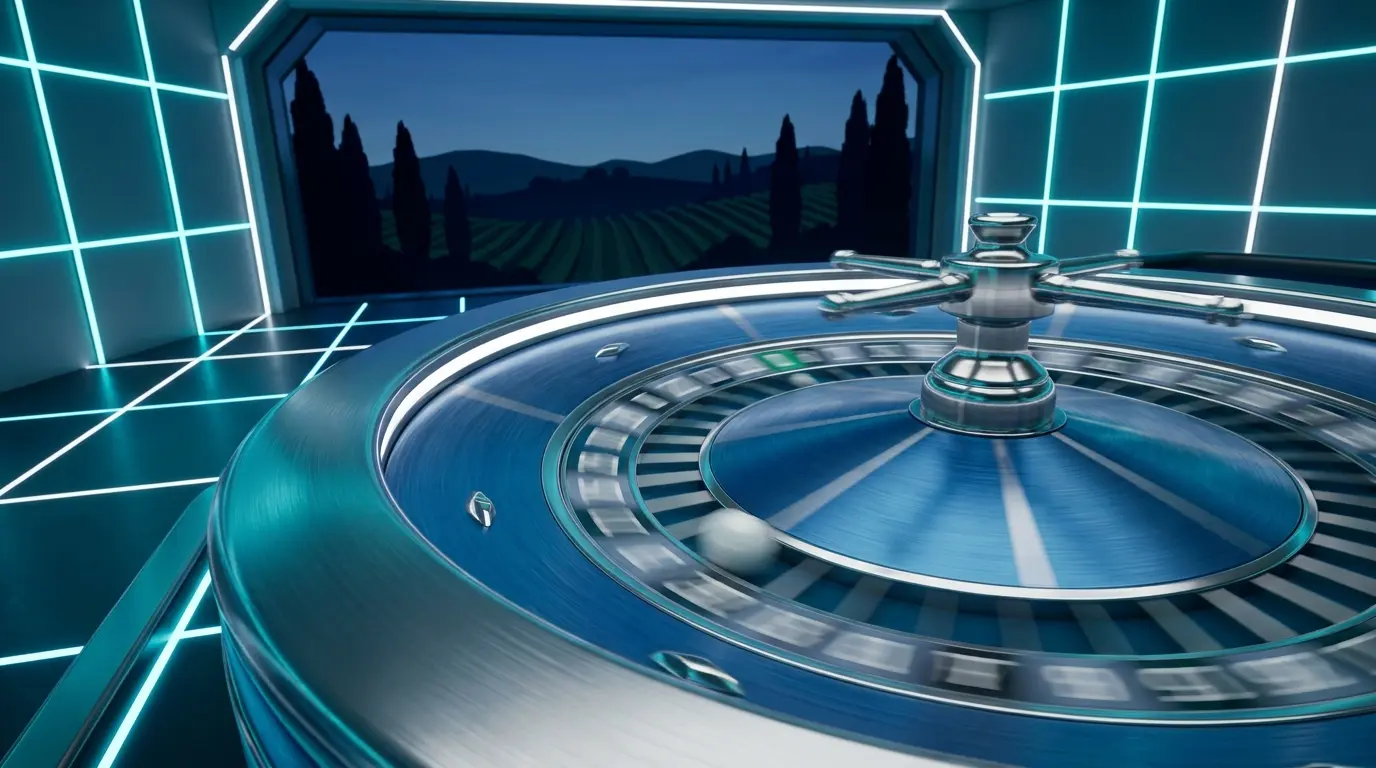 Roulette en mouvement avec éclairage moderne et ambiance casino