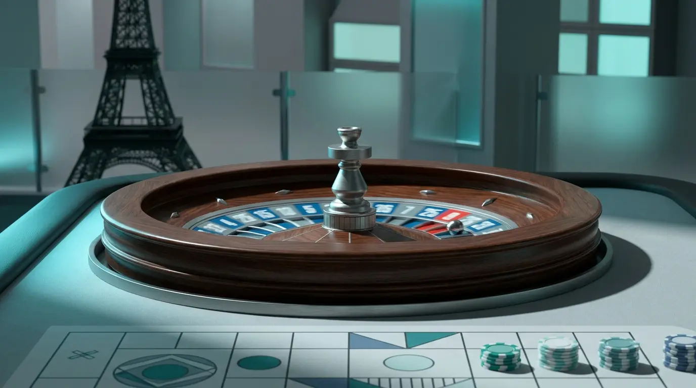 Roulette de casino avec couleurs françaises et Tour Eiffel