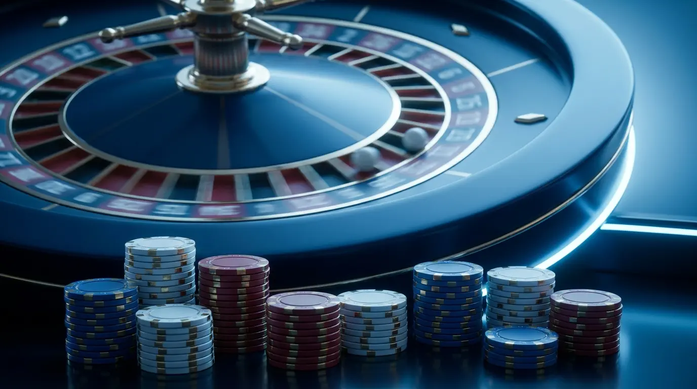 Roulette en mouvement avec jetons de casino colorés