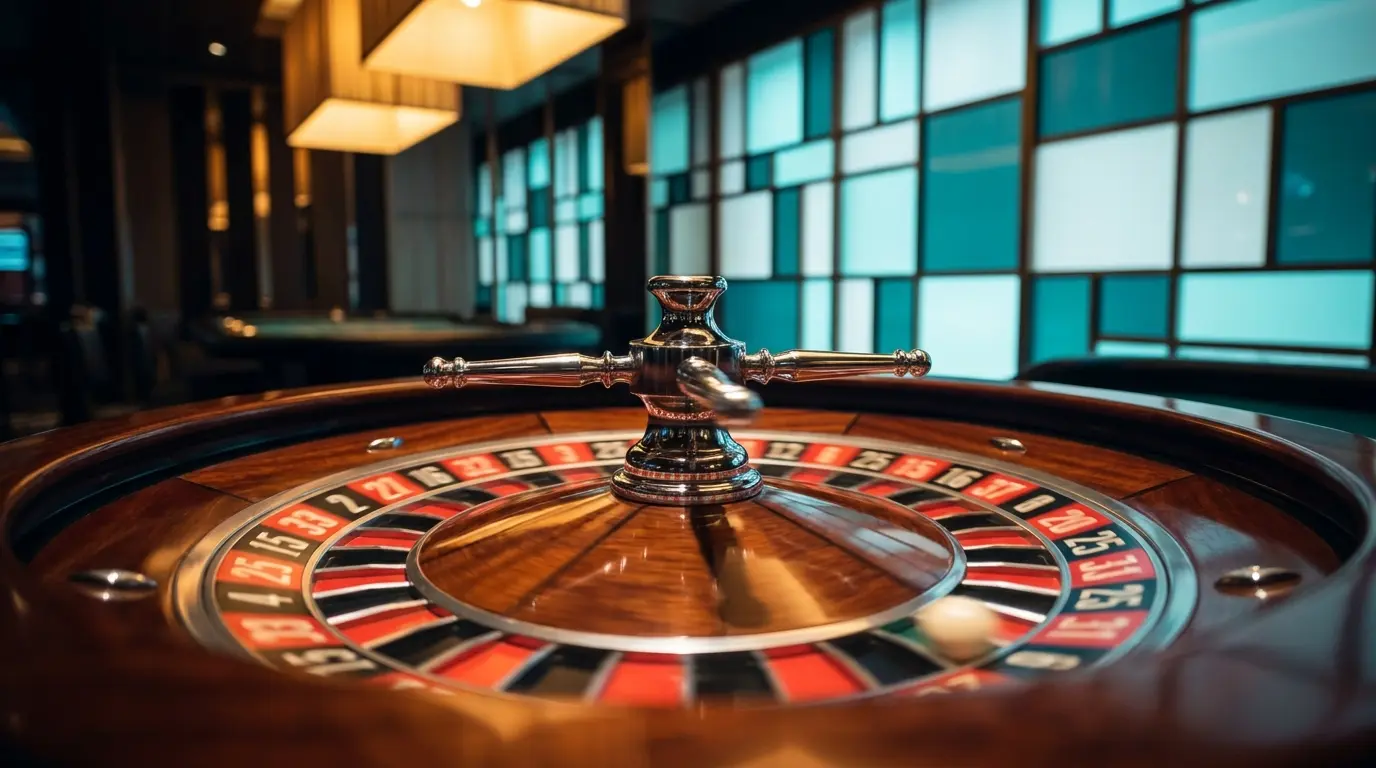 Roue de roulette en rotation avec bille en mouvement