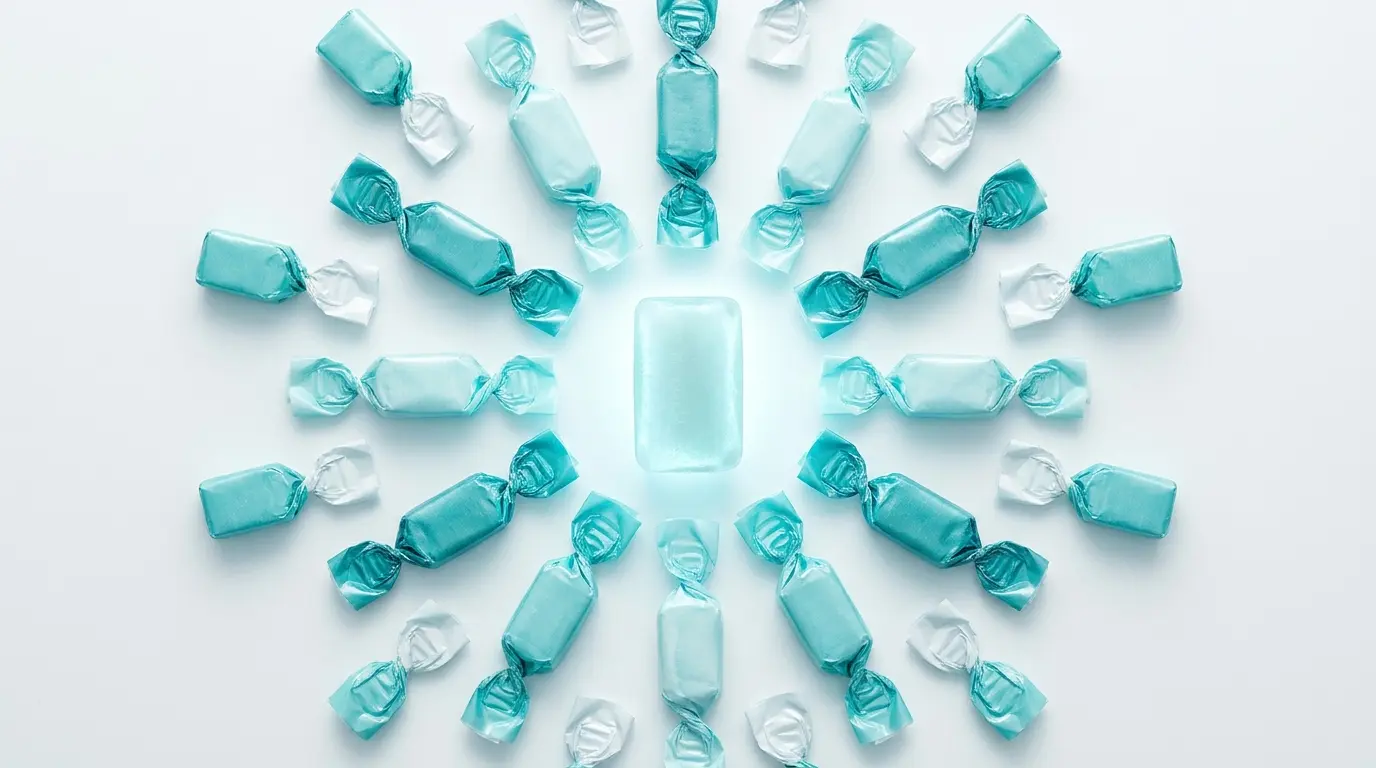 Bonbon Starburst avec emballages colorés en composition radiale