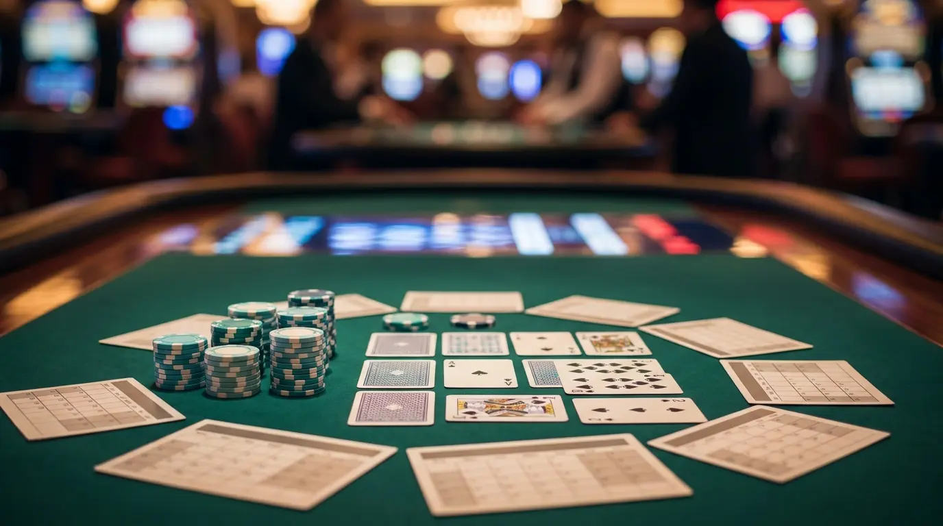 Jetons de casino et cartes sur table avec ambiance weekend